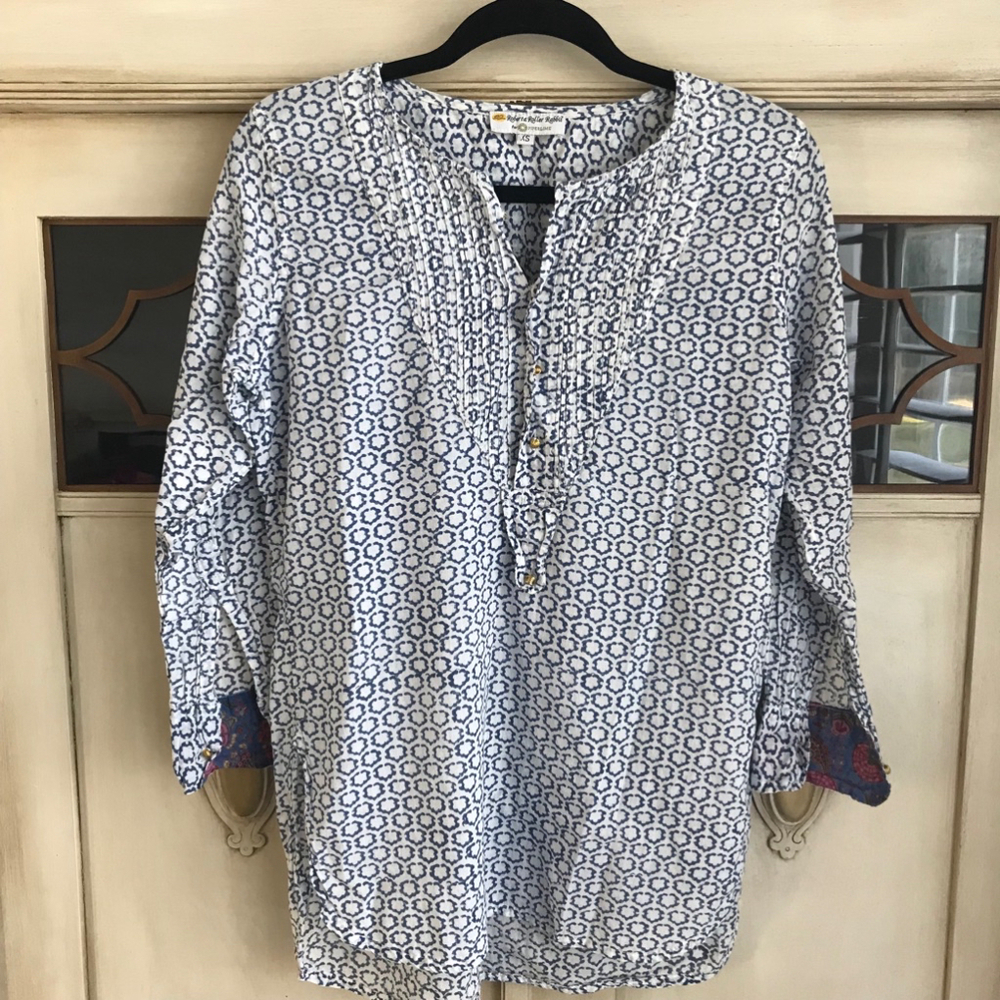 EUC Roberta Roller Rabbit for Piper Lime Henley Tunic